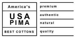 AMERICA'S USA PIMA BEST COTTONS PREMIUM AUTHENTIC NATURAL QUALITY trademark
