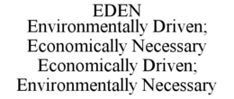 EDEN ENVIRONMENTALLY DRIVEN; ECONOMICALLY NECESSARY ECONOMICALLY DRIVEN; ENVIRONMENTALLY NECESSARY trademark