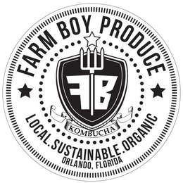 FB FARM BOY PRODUCE, KOMBUCHA, LOCAL.SUSTAINABLE.ORGANIC. ORLANDO, FLORIDA trademark