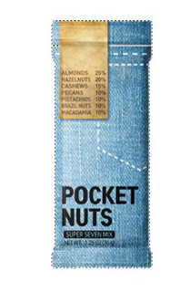 POCKET NUTS SUPER SEVEN MIX NET WT: 1.25OZ (35G) ALMONDS 25% HAZELNUTS 20% CASHEWS 15%PECANS 10% PISTACHIOS 10% BRAZIL NUTS 10% MACADAMIA 10% trademark