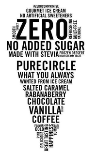 #ZEROCOMPROMISE GOURMET ICE CREAM NO ARTIFICIAL SWEETENERS SMOOTH SWEET ZERO REFRESHING GUILT-FREE NATURAL NO ADDED SUGAR MADE WITH STEVIA FROZEN DESSERT RICH CREAMY TASTE PURECIRCLE WHAT YOU ALWAYS WANTED FROM ICE CREAM SALTED CARAMEL RABANABERRY CHOCOLATE VANILLA SCOOP COFFEE FLAVOR COLD PINT DELICIOUS GREAT TASTING HAPPINESS YUMMY ENJOY trademark