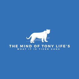 THE MIND OF TONY LIFE'S WHAT IT IS TIGER GANG trademark