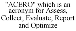 "ACERO" WHICH IS AN ACRONYM FOR ASSESS, COLLECT, EVALUATE, REPORT AND OPTIMIZE trademark