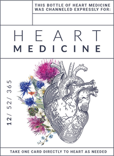 THIS BOTTLE OF HEART MEDICINE WAS CHANNELED EXPRESSLY FOR: HEART MEDICINE 12/52/365 TAKE ONE CARD DIRECTLY TO HEART AS NEEDED trademark