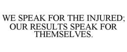 WE SPEAK FOR THE INJURED; OUR RESULTS SPEAK FOR THEMSELVES. trademark