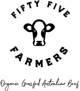 FIFTY FIVE FARMERS ORGANIC GRASS FED AUSTRALIAN BEEF trademark