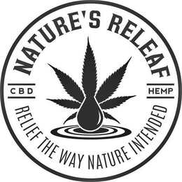 NATURE'S RELEAF CBD HEMP RELIEF THE WAY NATURE INTENDED trademark