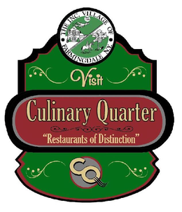 THE INC. VILLAGE OF FARMINGDALE N.Y. VISIT CULINARY QUARTER "RESTAURANTS OF DISTINCTION" CQ trademark