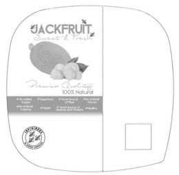 JACKFRUIT SWEET & FRESH PREMIUM QUALITY 100% NATURAL NO ADDED SUGARS SUPERFOOD GOOD SOURCE OF FIBER NO ARTIFICIAL FLAVORS NO ARTIFICIAL COLORING VEGAN GOOD SOURCE OF MINERALS AND VITAMINS HEALTHY INFINIBEES BY ABEEO PRODUCE trademark
