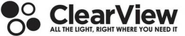 CLEARVIEW ALL THE LIGHT, RIGHT WHERE YOU NEED IT trademark