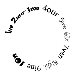 1NE 2WO 3REE 4OUR 5IVE 6IX 7VEN 8IGHT 9INE 10N trademark