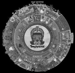 THE LEGEND OF THE THIRSTY AZTEC TEQUILALAND AMIKI EL AZTECA SEDIENTO THE THIRSTYAZTEC SAN ANTONIO LIME PINA COLADA · LIME BLUEBERRIES CHEERS! AMIKI! ¡SALUD! MANGO STRAWBERRY MIX'EM UP · MARGARITAS TO GO ON THE RIVER WALK · ICE COLD BEER · WINE trademark