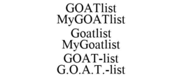 GOATLIST MYGOATLIST GOATLIST MYGOATLISTGOAT-LIST G.O.A.T.-LIST trademark