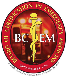 BOARD OF CERTIFICATION IN EMERGENCY MEDICINE, BCEM, A MEMBER BOARD OF THE AMERICAN BOARD OF PHYSICIAN SPECIALTIES ORGANIZED IN 1986 trademark