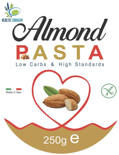VENETO COMPANY ALMOND PASTA LOW CARBS & HIGH STANDARDS MADE IN ITALY 250G E trademark