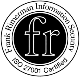 FR FRANK RIMERMAN INFORMATION SECURITY ISO 27001 CERTIFIED trademark