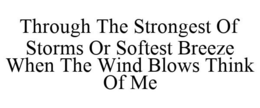 THROUGH THE STRONGEST OF STORMS OR SOFTEST BREEZE WHEN THE WIND BLOWS THINK OF ME trademark