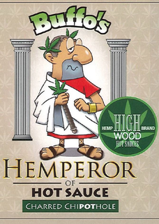 BUFFO'S HEMPEROR OF HOT SAUCE CHARRED CHIPOTLE HEMP HIGH BRAND WOOD HOT SAUCES trademark