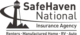 SAFEHAVEN NATIONAL INSURANCE AGENCY RENTERS · MANUFACTURED HOME · RV · AUTO trademark