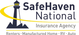 SAFEHAVEN NATIONAL INSURANCE AGENCY RENTERS · MANUFACTURED HOME · RV · AUTO trademark