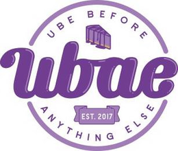 UBE BEFORE ANYTHING ELSE UBAE EST. 2017 trademark