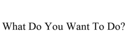 WHAT DO YOU WANT TO DO? trademark