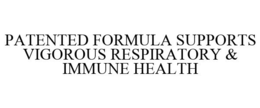 PATENTED FORMULA SUPPORTS VIGOROUS RESPIRATORY & IMMUNE HEALTH trademark