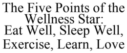 THE FIVE POINTS OF THE WELLNESS STAR: EAT WELL, SLEEP WELL, EXERCISE, LEARN, LOVE trademark