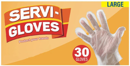 SERVI-GLOVES PROTECT YOUR HANDS 30 GLOVES LARGE trademark