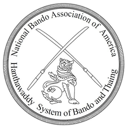 NATIONAL BANDO ASSOCIATION OF AMERICA HANTHAWADDY SYSTEM OF BANDO AND THAING trademark