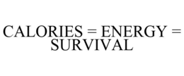 CALORIES = ENERGY = SURVIVAL trademark