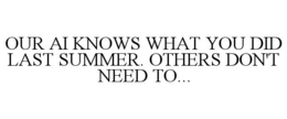 OUR AI KNOWS WHAT YOU DID LAST SUMMER. OTHERS DON'T NEED TO... trademark