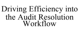 DRIVING EFFICIENCY INTO THE AUDIT RESOLUTION WORKFLOW trademark