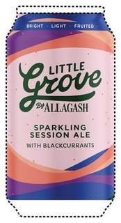 BRIGHT LIGHT FRUITED LITTLE GROVE BY ALLAGASH SPARKLING SESSION ALE WITH BLACKCURRANTS 100 CALORIES PER CAN 3.8% ALC. BY VOL. trademark