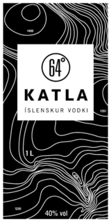 64 DEGREE KATLA ISLENSKUR VODKI 0.5L 40% VOL 1400 1051 1230 trademark