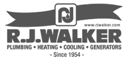 RJ, WWW.RJWALKER.COM R.J. WALKER PLUMBING HEATING COOLING GENERATORS - SINCE 1954 - trademark