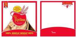 NEW ROTIKAA MADE IN AMERICA FOR HEALTHY LIVING & HOMEMADE TASTE BIG 25 PIECES FRESH HOMEMADE TASTE! 100% WHOLE WHEAT ROTI NO ARTIFICIAL COLORS, FLAVORS OR PRESERVATIVES NO ARTIFICIAL COLORS · FLAVORS · PRESERVATIVES ALWAYS FRESH NEW ROTIKAA trademark