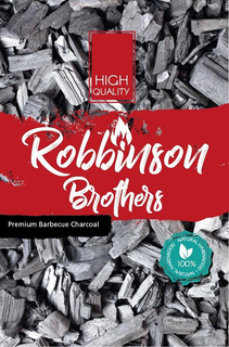 HIGH QUALITY ROBBINSON BROTHERS PREMIUM BARBECUE CHARCOAL NATURAL HARDWOOD · NATURAL HARDWOOD 100% trademark