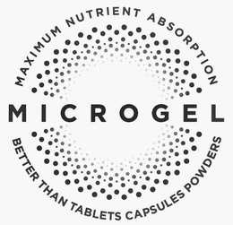 MAXIMUM NUTRIENT ABSORPTION MICROGEL BETTER THAN CAPSULES TABLETS POWDERS trademark
