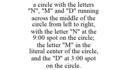 A CIRCLE WITH THE LETTERS "N", "M" AND "D" RUNNING ACROSS THE MIDDLE OF THE CIRCLE FROM LEFT TO RIGHT, WITH THE LETTER "N" AT THE 9:00 SPOT ON THE CIRCLE; THE LETTER "M" IN THE LITERAL CENTER OF THE CIRCLE, AND THE "D" AT 3:00 SPOT ON THE CIRCLE. trademark