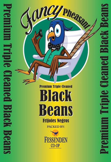 FANCY PHEASANT PREMIUM TRIPLE CLEANED BLACK BEANS FRIJOLES NEGROS PACKED BY. FESSENDEN CO-OP trademark