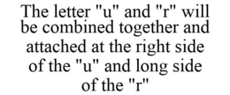THE LETTER "U" AND "R" WILL BE COMBINED TOGETHER AND ATTACHED AT THE RIGHT SIDE OF THE "U" AND LONG SIDE OF THE "R" trademark