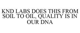 KND LABS DOES THIS FROM SOIL TO OIL, QUALITY IS IN OUR DNA trademark