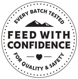 EVERY BATCH TESTED FEED WITH CONFIDENCE FOR QUALITY & SAFETY trademark