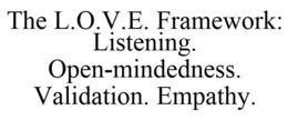 THE L.O.V.E. FRAMEWORK: LISTENING. OPEN-MINDEDNESS. VALIDATION. EMPATHY. trademark