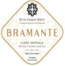 BIRRA DOPPIO MALTO, CHIARA AD ALTA FERMENTAZIONE, BRAMANTE, CUVÉE IMPERIALE, METODO ITALIANO CLASSICO, ALE, PRODOTTA IN ITALIA, 7% ALC/VOL, 1 PINT, 17.5 FL. OZ. CL trademark