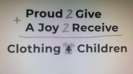 PROUD 2 GIVE + A JOY 2 RECEIVE CLOTHING 4 CHILDREN trademark