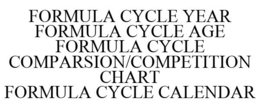 FORMULA CYCLE YEAR FORMULA CYCLE AGE FORMULA CYCLE COMPARSION/COMPETITION CHART FORMULA CYCLE CALENDAR trademark