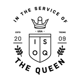 IN THE SERVICE OF THE QUEEN USA ISOQ ESTD 20 TRDMK 09 trademark