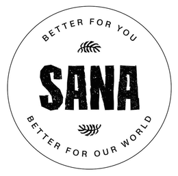 SANA BETTER FOR YOU BETTER FOR OUR WORLD trademark